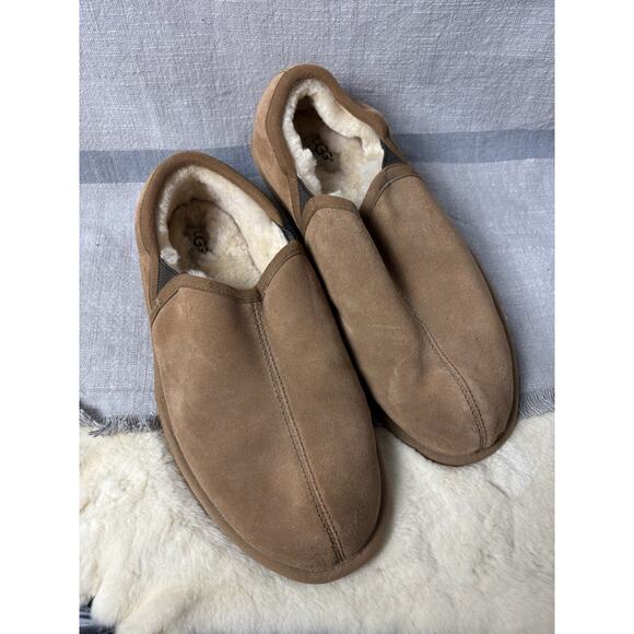 UGG Scuff Romeo II Chestnut Brown Suede Indoor Slippers Mens Size US 11 EUR 44.5 - Picture 1 of 6